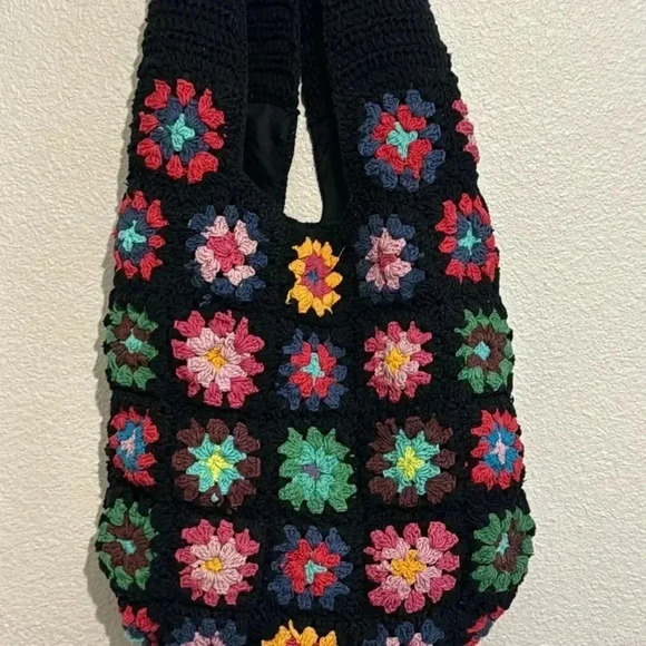 BOHO FESTIVAL CROCHET TOTE MULTICOLOR BAG - Picture 2 of 3